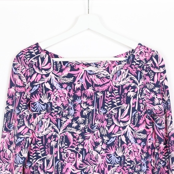 Lilly Pulitzer Tristan Long Sleeve Top In Bright Navy Swing of Things - Picture 2 of 7